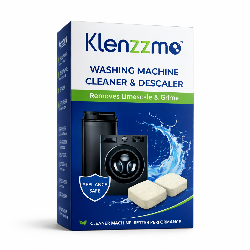 Klenzzmo Washing Machine Cleaner & Descaler Tablets – Removes Limescale, Odor & Grime (Appliance Safe)